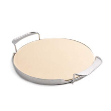 Onlyfire Ï33.52cm Pizza Stone with handle bracket for Pizza Oven, Gas Grill, Charcoal Grill, Kamado, Fits Weber Gourmet BBQ System