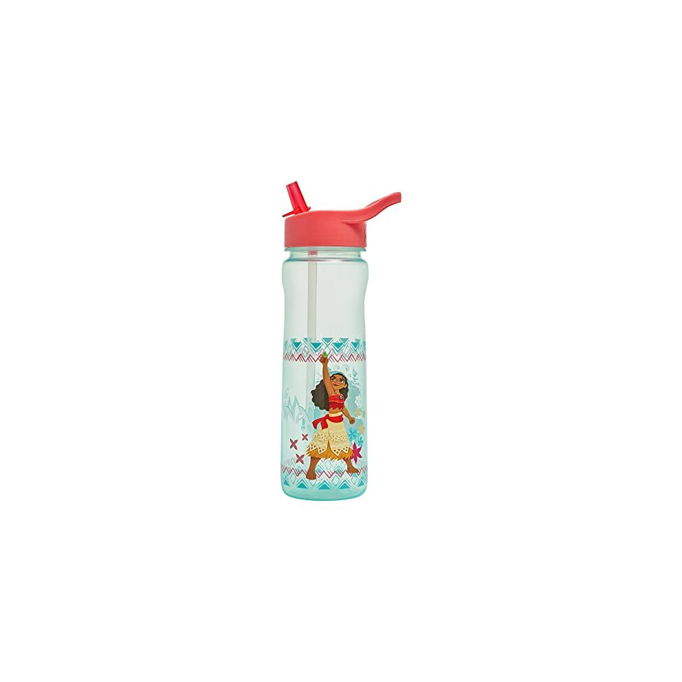 Disney Moana Water Bottle Flip Up Straw 600Ml Â Official Merchandise Kids Reusable Non Spill - Bpa Free - Recyclable Plastic - Ideal For