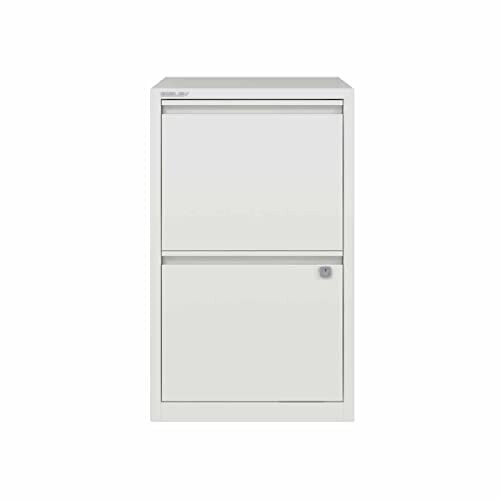 Bisley A4 2 Drawer Flush Front Filing Cabinet - Color: White