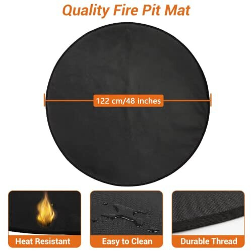 (122cm/48" Large) Reusable Fire Pit Mat for Decking/Fireproof Mat/Ember Mat/Protective Deck and Patio Mat/Round Mat 1