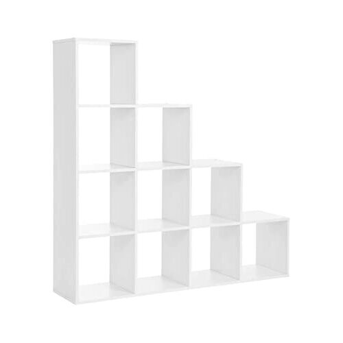 VASAGLE Bookcase, Stair Organiser, 10 Open Cubes, Wooden Display Shelf ...