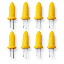 AKHÂ 8 BBQ Corn Skewers | Stainless Steel BBQ Skewers | Corn On The Cob Holders | Corn Grips Forks | Barbecue Tool | Sweetcorn Holder Fork | Corn Cob