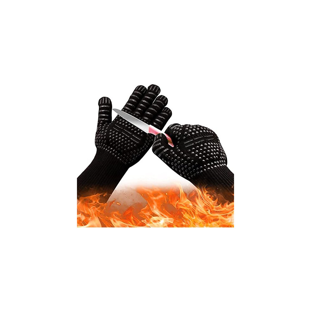 Opaceluuk Grilling BBQ Gloves Anti-scald High Temp Resistance Fireproof Glove Grilling Barbecue,Cut-Resistant Grill Gloves,Kitchen Safe Cooking Gloves