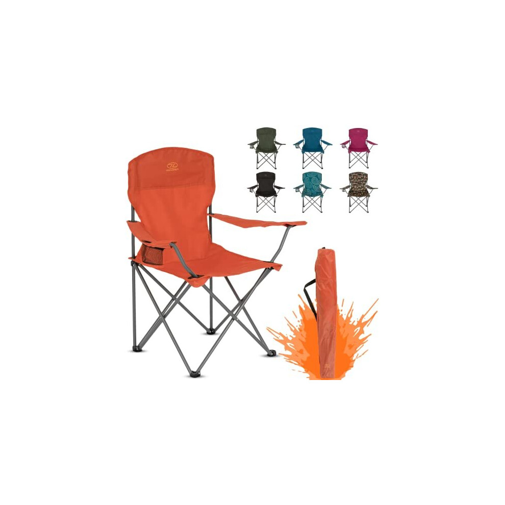 Highlander Folding Garden Camping Chair - Lightweight 2.2Kg - Durable Steel Frame Holding X45 Times It's Mass! Enjoy Foldable Camp Chairs While