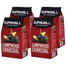 Supagrill Lumpwood Charcoal 16KG Hardwood Easy Light BBQ Barbeque Grill 4 x 4kg Bags