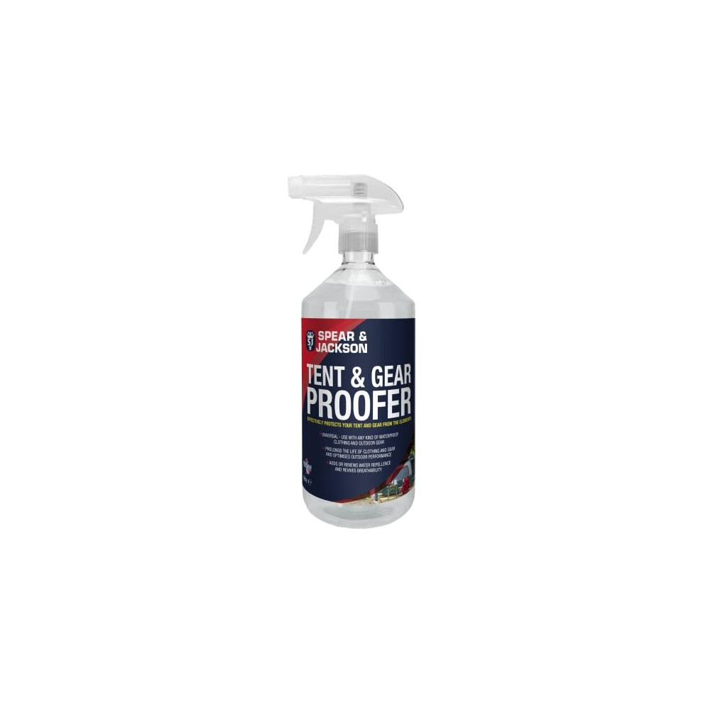 Spear & Jackson - Tent and Gear Waterproof 1 Litre Spray - Effectively Protects Tents From The Elements - Ideal for Camping and Hiking