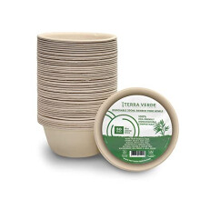 Disposable Bamboo Fibre Paper Dessert Bowls l 350ml Unbleached Natural Brown l Pack of 50 l 100% Compostable Eco Friendly Extra Strong for Hot/Cold
