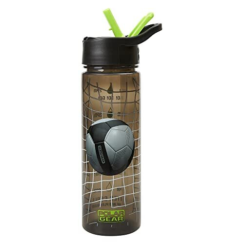 Polar Gear Football Water Tracker Bottle with Straw â Reusable Kids 600ml PP in Green & Black â Official Merchandise by Polar Gear â BPA Free & Recyclable 1