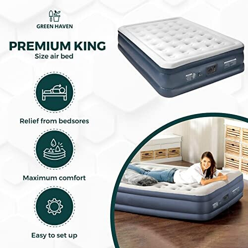 GREEN HAVEN Premium King Size Air Bed with Built in Electric Pump