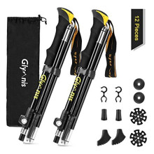 Glymnis Walking Hiking Trekking Poles 2 Pack, Telescopic Collapsible Aluminum Hiking Sticks for Men with Quick Lock System, Lightweight Walking Poles