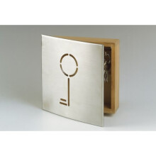 Zeller 'Schlüssel' (Key) 13846 Key Cabinet 21.5 x 6 x 24.5 cm Beech Wood and Stainless Steel
