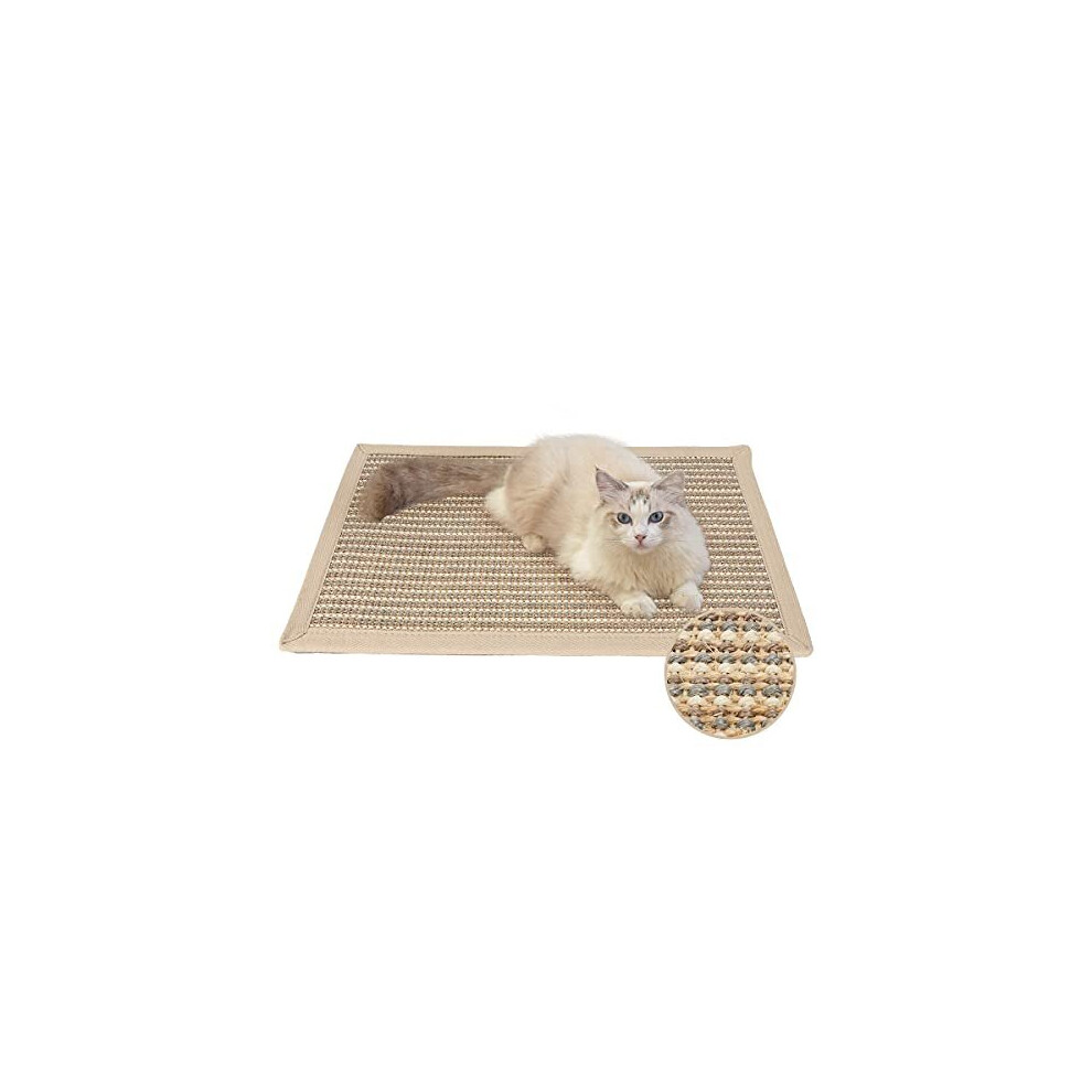 Fukumaru Cat Scratcher Mat, 23.6 X 15.7 Inch Natural Sisal Cat Scratch Mats, Horizontal Cat Floor Scratching Pad Rug, Protect Carpets And Sofas (Cream