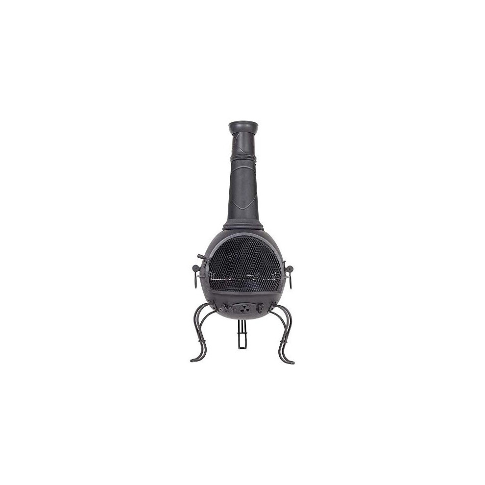 La Hacienda 56063B 136cm XL Murcia Steel Chiminea with Grill - Black