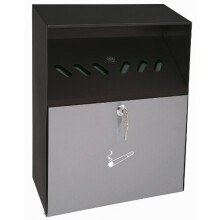 Wedo 17038112 Wall-Mounted Ashtray with Lid Grey/Black 6.8 l Powder-Coated Sheet Steel