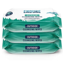 Endure Large Outdoor Body Wipes - Biodegradable, Plastic Free, Bamboo Wet Wipes. Perfect for Camping, Festivals, Gyms and Hiking (3 packs of 15 wipes)