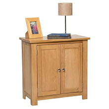 Hallowood Furniture Waverly Oak Small Storage Cabinet in Light Oak Finish â Solid Wooden 2 Door Storage Cupboard with 1 Adjustable Shelf for Bedroom