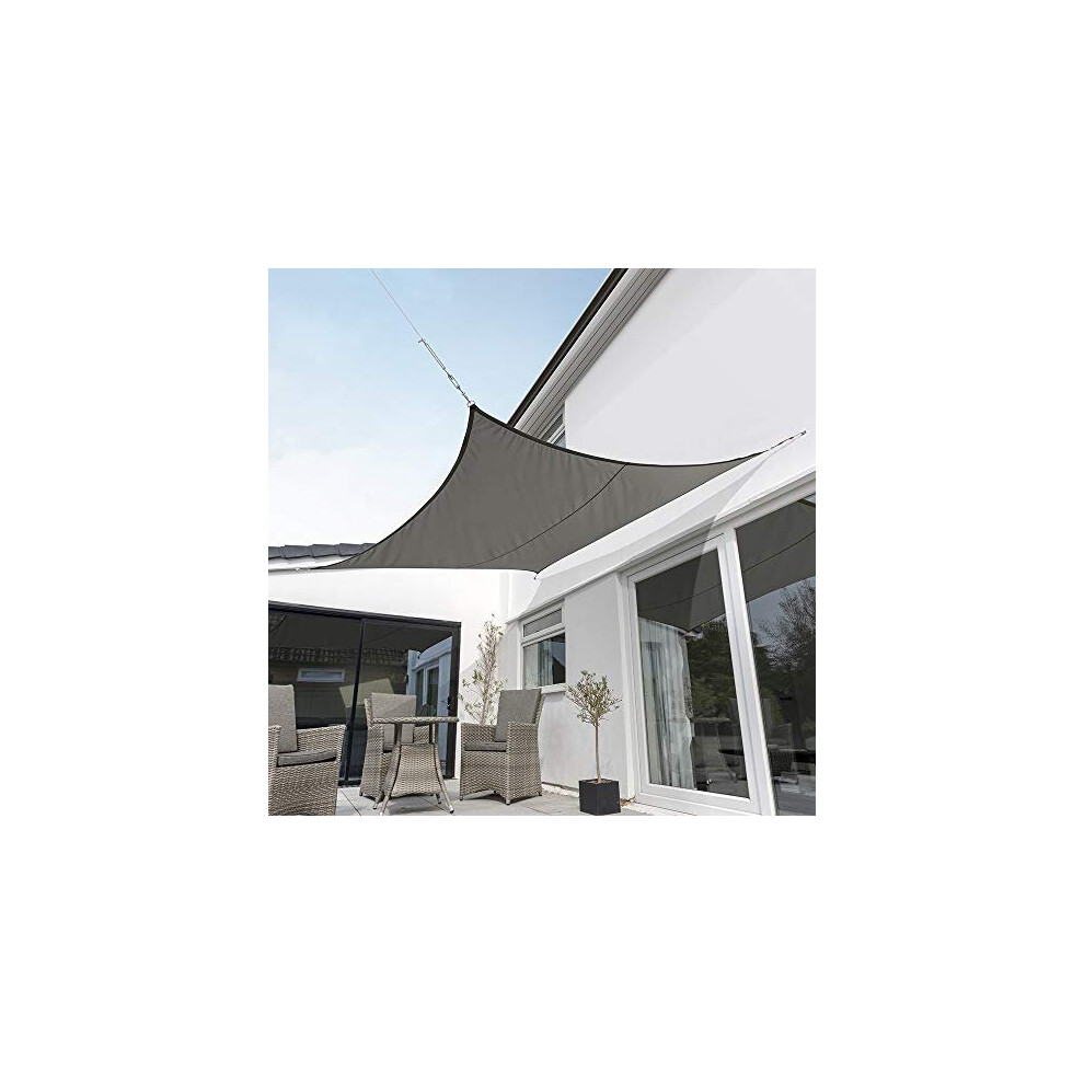 Kookaburra Waterproof Garden Sun Shade Sail Canopy in Charcoal 98% UV Block (3.6m Square)