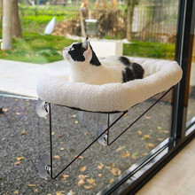 Zakkart Cat Window Perch - 100% Metal Supported from Below - Comes with Warm Spacious Pet Bed - Cat Window Hammock for Large Cats & Kittens - for