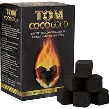 Tom Cococha Hookah Charcoal Coconut Shell Cubes 25 x 25 mm 1 kg Carbon Gold 20 x 10 x 10 cm