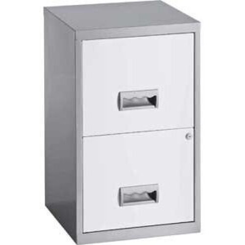 Pierre Henry 2Â Drawer Maxi Filing Cabinet A4 Modern Silver / White