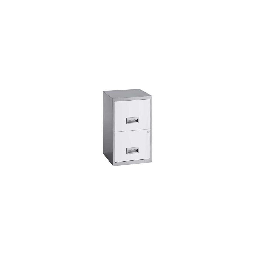 Pierre Henry 2ÃÂ Drawer Maxi Filing Cabinet A4 Modern Silver / White