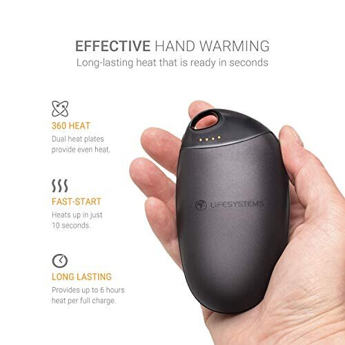 Lifesystems Electric Hand Warmer With Power Bank Functionality | USB Rechargeable | 4 Heat Settings 1