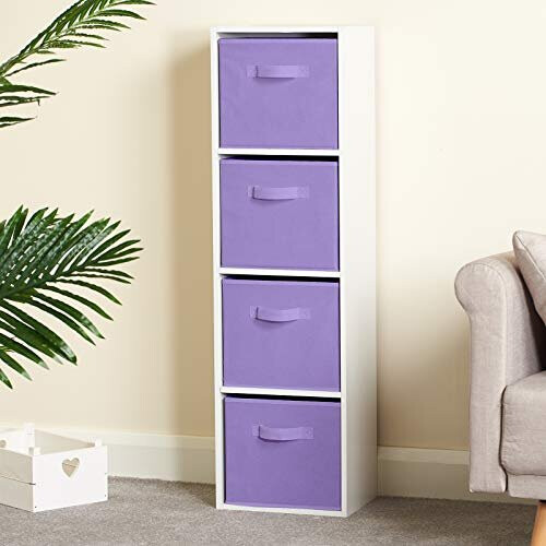 Hartleys 4 Tier White Cube Unit - Choice of Storage Boxes 1