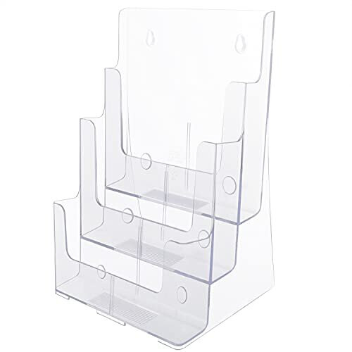 Kurtzy Clear Plastic A4 Brochure Holder - 3-tier Counter Desktop & Wall 