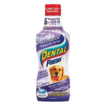 Dental Fresh Advanced Plaque and Tartar Water Additive for Dogs, 8 oz â Dog Teeth Cleaning Formula Targets Plaque & Tartar Build-Up, Eliminates Bad