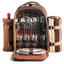 Hap Tim luxury 4 Person Picnic Backpack Picnic Rucksack Bag Hamper with Insulated Cooler Compartment includes Tableware & Fleece Blanket(EU3065)