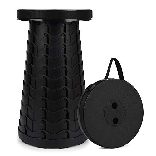FIEMACH Portable Telescopic Stool, 2nd Generation Folding Stool Camping Lightweight Stool for Outdoor Camping BBQ Fishing Hiking Gardening Indoor,