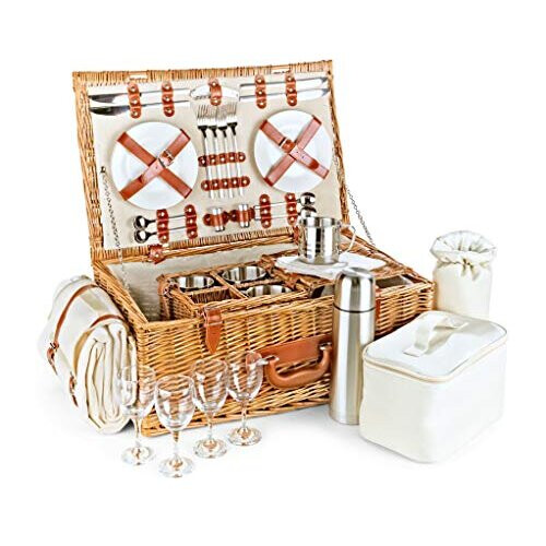 Luxury Fitted Picnic Hamper Basket, 4-Person (23")