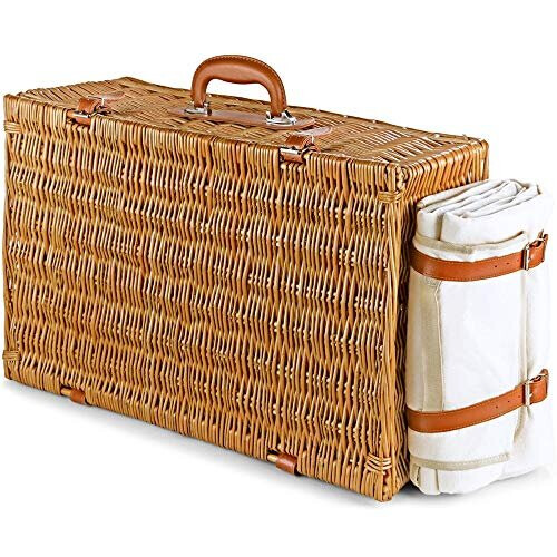 Luxury Fitted Picnic Hamper Basket, 4-Person (23") 1