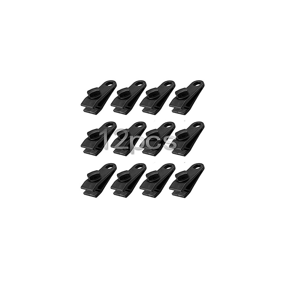Qh 12Pcs Tarp Clip Clamp, Heavy Duty Tarpaulin Clips Set Instant Awning Clamp For Tents Tarp Caravan Garden Shade Cloth Boat Cover, Black (12) 788481257211