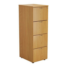 Office Hippo 4 Drawer Filing Cabinet, Pre Assembled, Oak
