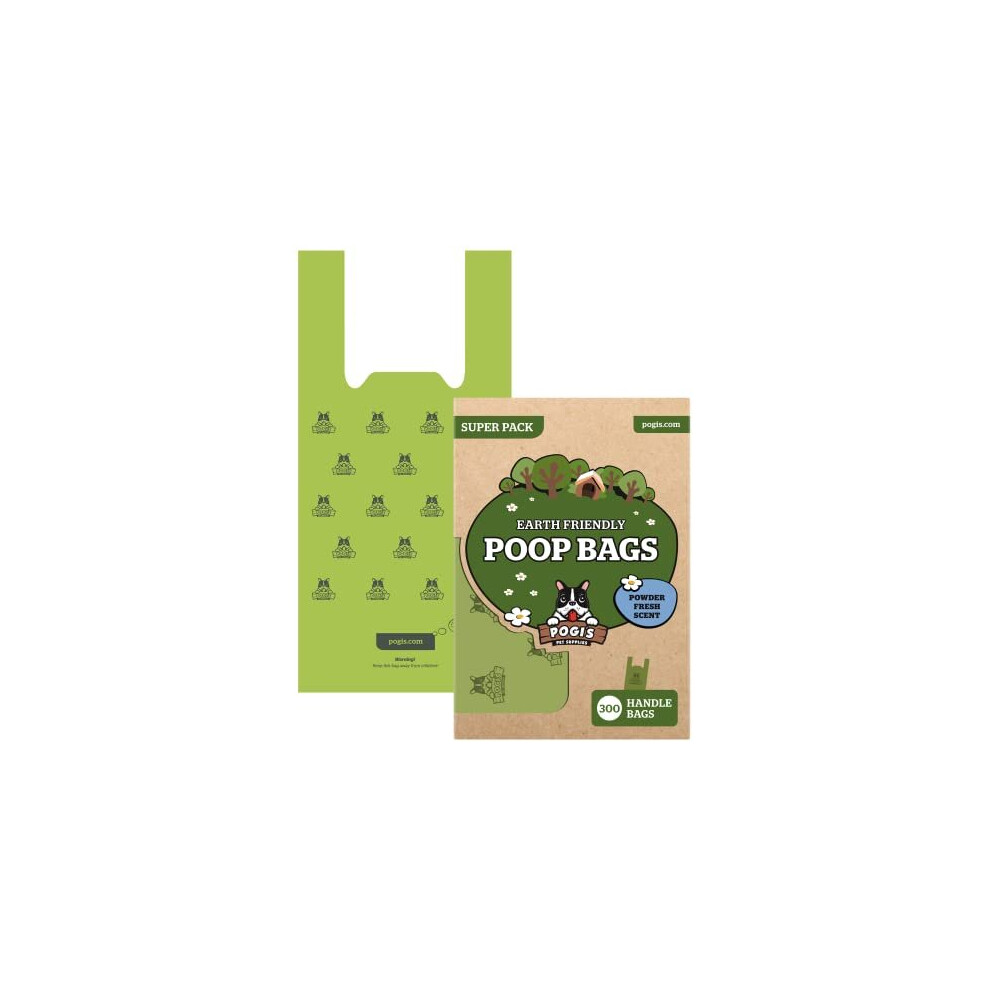 Pogi's Biodegradable Dog Poo Bags with Handles - 300 Dog Bags with Easy-Tie Handles - Ultra Thick, Leak-Proof, Large, Scented Poo Bags for Dogs