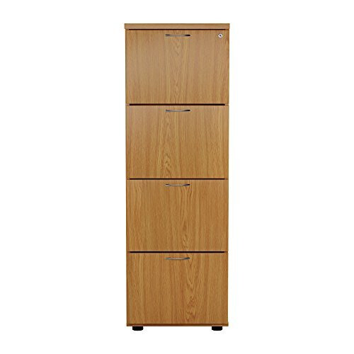 Office Hippo 4 Drawer Filing Cabinet, Pre Assembled, Oak 1