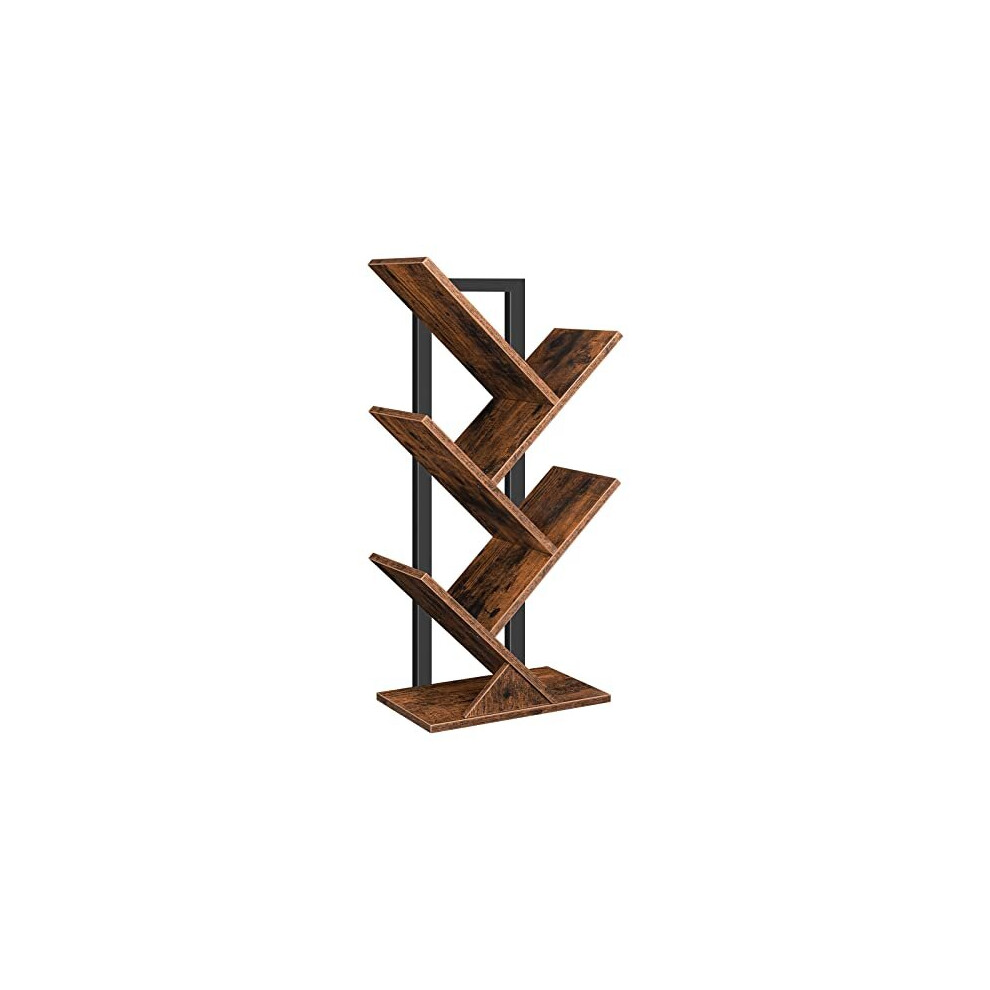 HOOBRO Tree Bookshelf, Tree Shaped Book Shelves with Metal Frame, Floor Free Standing Desktop Bookshelf for Living Room, Kitchen, Home Office, Display