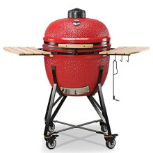 KAMADO BONO Ceramic BBQ Grill, 25" Grande Limited, Red I Kamado BBQ Charcoal Grill with Dual Zone Grilling System I Egg BBQ Smoker for Cooking,