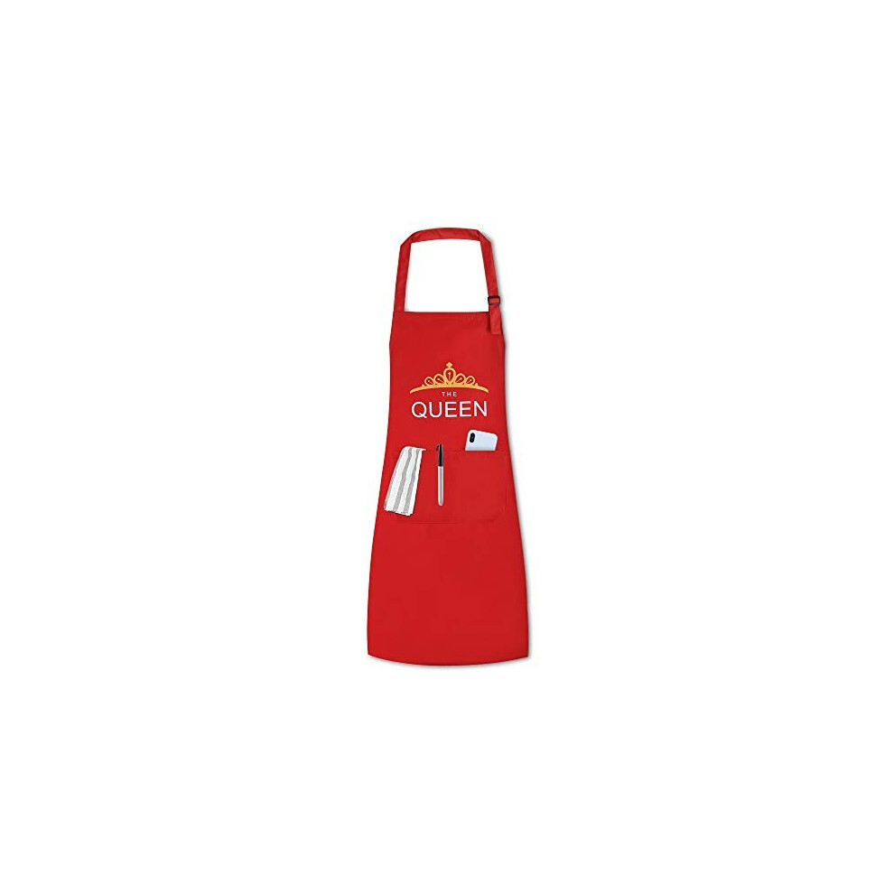 Mayee Waterproof Kitchen Aprons Adult The Queen - Adjustable Cooking Aprons With Pockets Baking Gardening Restaurant Bbq Chef Apron For Women Men