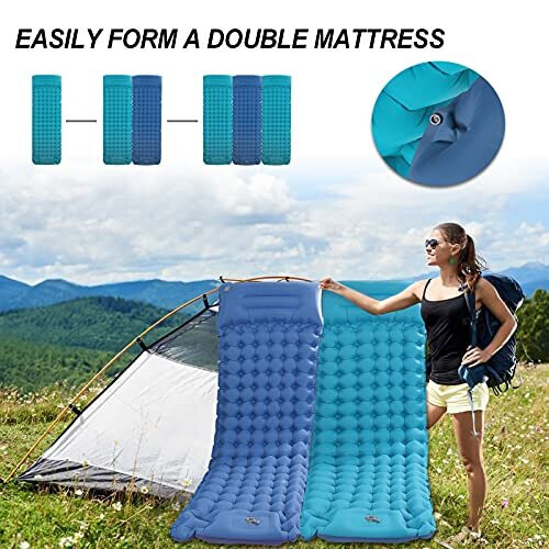 Inflatable Camping Mat, Single Air Mattress Lightweight Sleeping