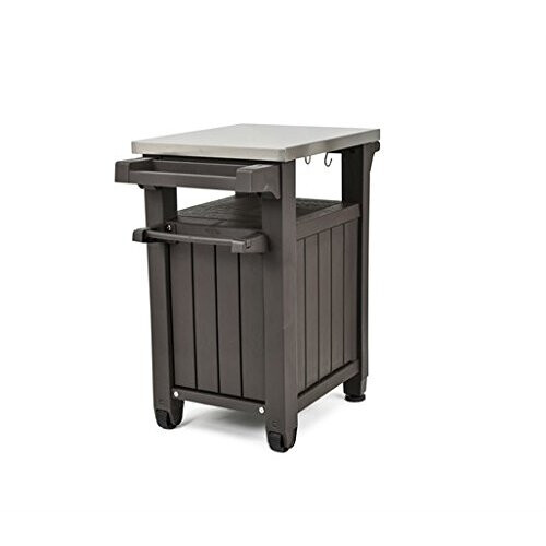 Keter Outdoor Portable Entertainment Kitchen Storage and Food Station, Graphite, 70 x 54 x 90 cm