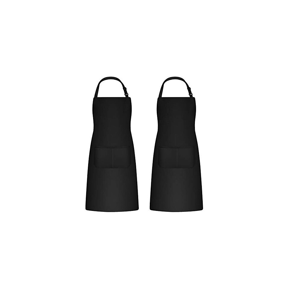 2pcs Cooking Aprons for Men Women, Chef Aprons with 2 Pockets for Kitchen, Adjustable Waterproof Aprons for Baking, Gardening, Art