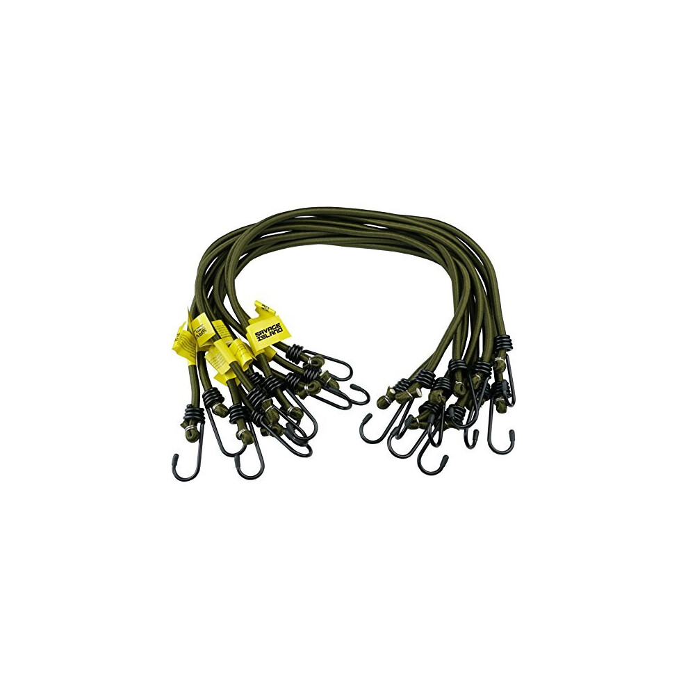 Savage Island Heavy Duty Bungee Cords With Hooks - 10 Pack - Choice Of Sizes - Multi-Purpose Elastic Bungee Straps For Luggage, Roof Racks, Camping - 5055411560259