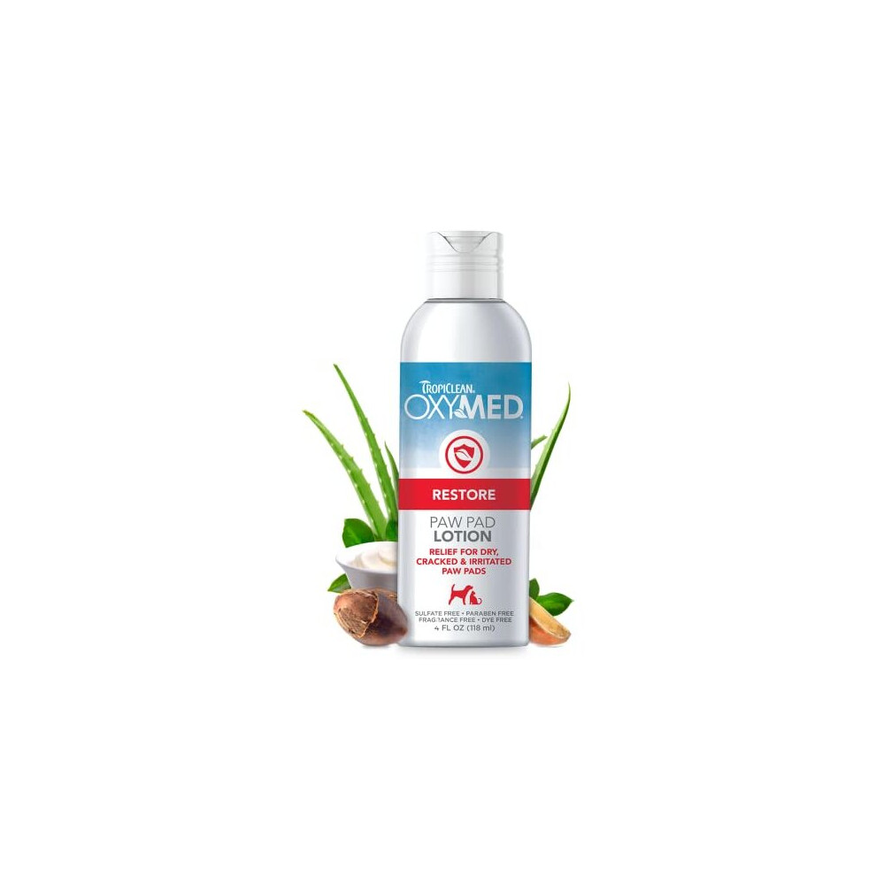 TropiClean OxyMed Medicated Dog Lotion for Paw Pads, Nose, & Elbows - Balm Moisturiser with Soothing Shea Butter, Vitamin A & E, and Revitalising