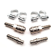 2 Sets of Inline Quick Release Coupling/Fitting For 8mm I/D Propane/Butane Gas Hose + Hose Clips - Ideal for Gas BBQ - Patio Heater, Camping Gas