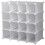 AMOS 16 Pair Interlocking Cube Shoe Storage Rack Organiser with Back Panels Space-Saving Adjustable Modular Slot Shelf Box Unit Boots Trainers Display 1