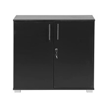 MMT Furniture Designs Black Office Storage Cupboard Desk Height 2 Door Bookcase with Lock 73cm Tall Desktop Extension Height