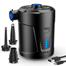 Electric Air Pump, 5200mAh Portable Air Pump with Fast Inflating/Deflating, Rechargeable Electric Pump with 3 Nozzles for Kids Paddling Pool,Swimming