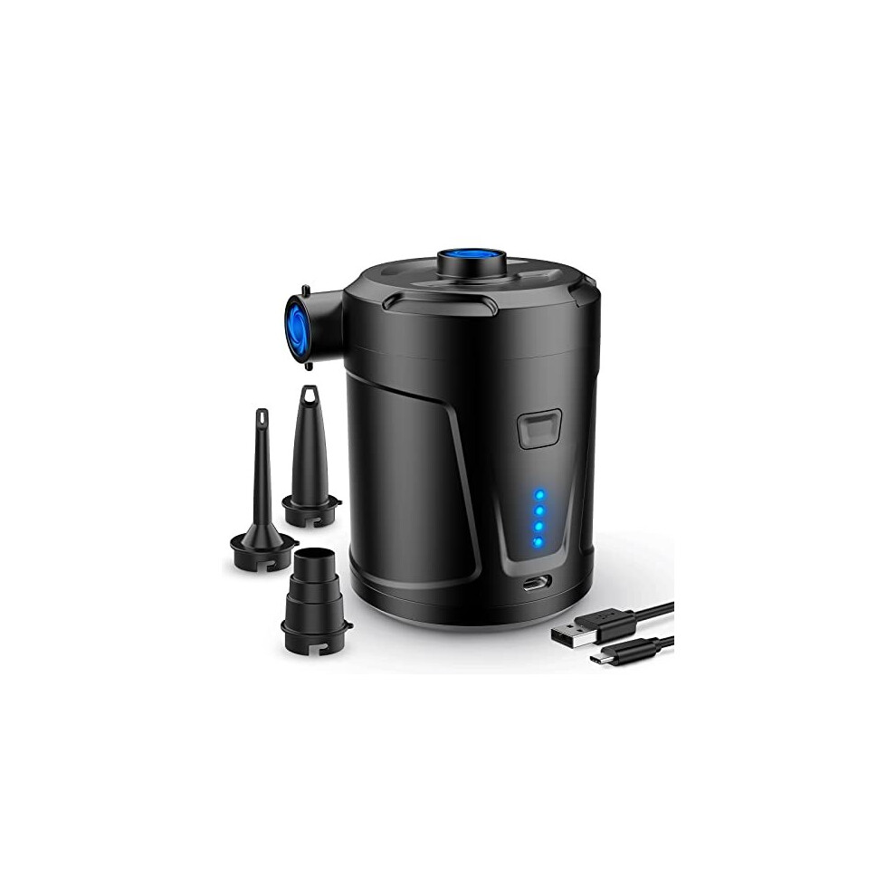 Suppou Electric Air Pump, 5200Mah Portable Air Pump With Fast Inflating/Deflating, Rechargeable Electric Pump With 3 Nozzles For Kids Paddling Pool,Swimming